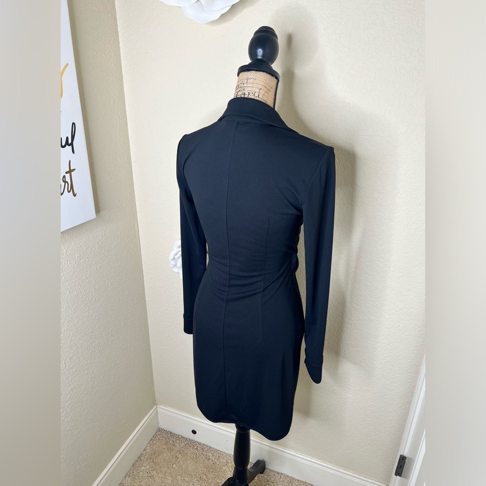NTM: Express Pullover Wrap Style Tuxedo Look Long Sleeve Black Dress Sz 3/4 - Picture 13 of 14